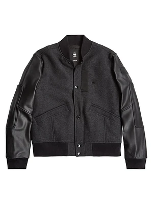 Wool-Blend Varsity Bomber Jacket