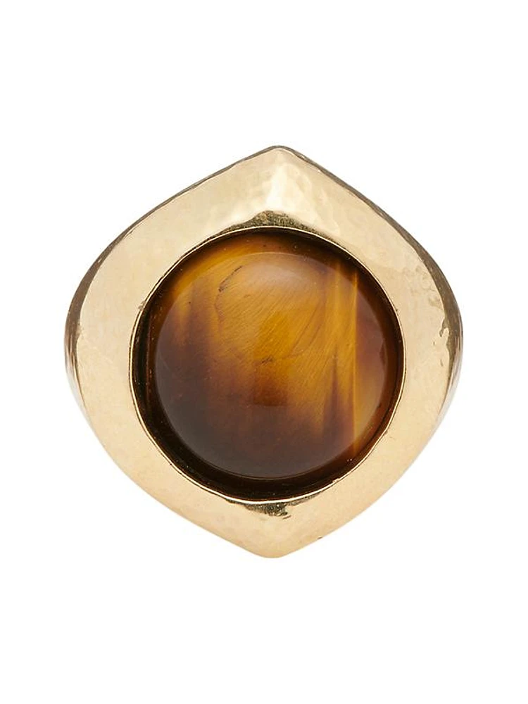 Zahiya Goldtone & Tiger's Eye Cabochon Ring