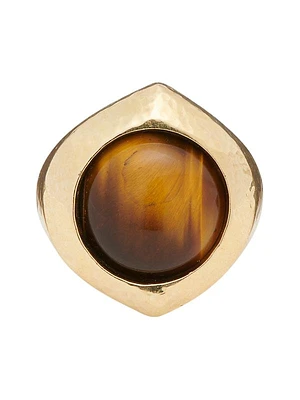 Zahiya Goldtone & Tiger's Eye Cabochon Ring