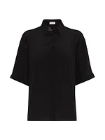 Silk Crêpe De Chine Shirt with Precious Buttonhole