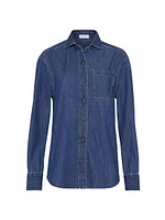 Lightweight Denim Shirt with Shiny Tab