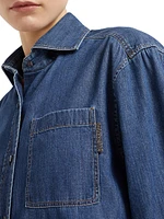 Lightweight Denim Shirt with Shiny Tab