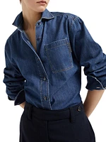 Lightweight Denim Shirt with Shiny Tab