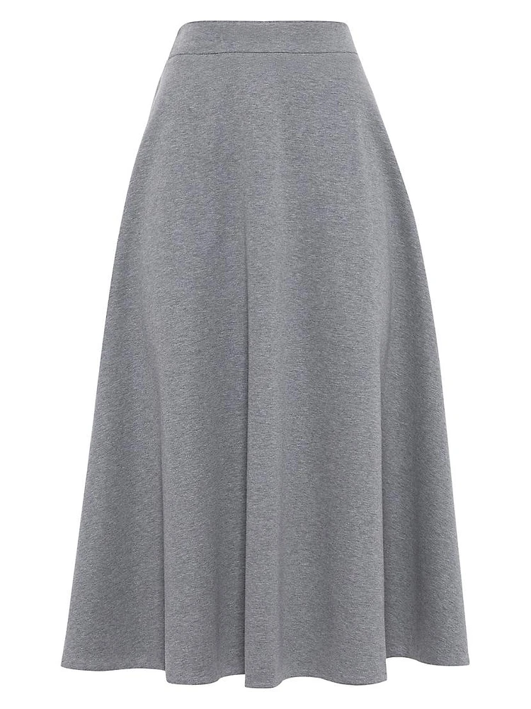 Stretch Cotton Couture Interlock Midi Circle Skirt