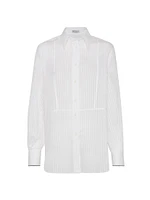 Striped Cotton and Silk Organza Shirt