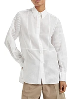 Striped Cotton and Silk Organza Shirt