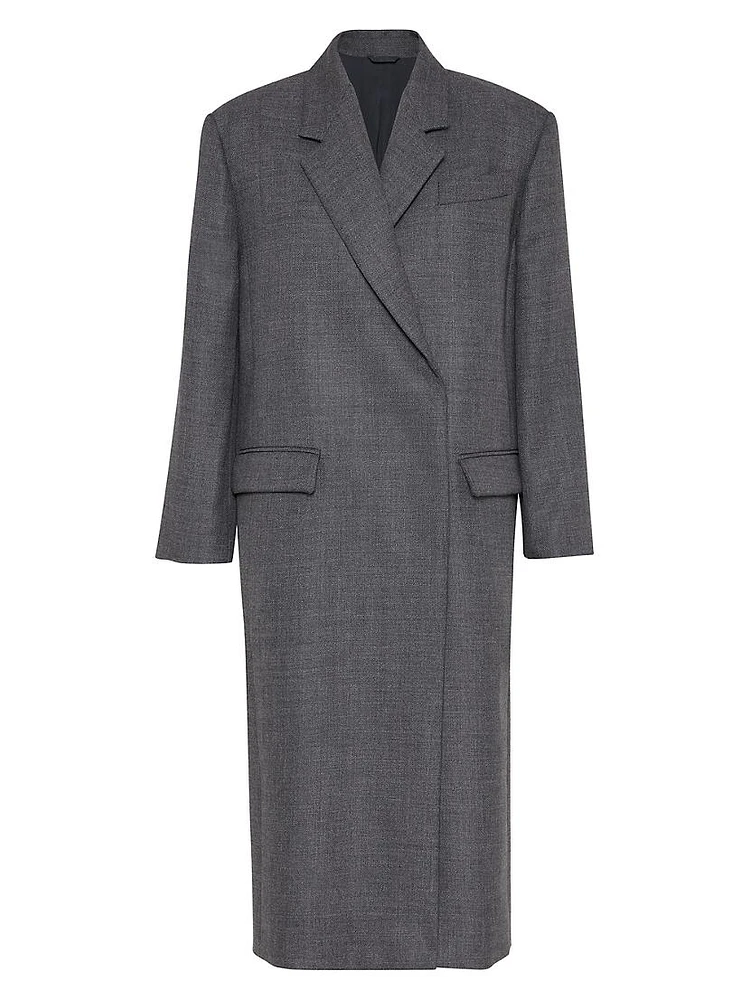 Virgin Wool Coat with Monili