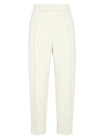 Cotton and Virgin Wool Techno Gabardine Slouchy Trousers with Monili