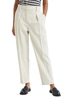 Cotton and Virgin Wool Techno Gabardine Slouchy Trousers with Monili