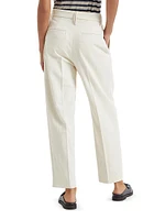 Cotton and Virgin Wool Techno Gabardine Slouchy Trousers with Monili