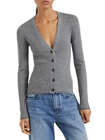 Sparkling Cashmere Rib Knit Cardigan