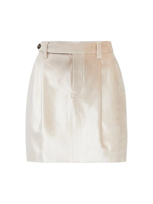 Cotton and Viscose Sleek Velvet Sartorial Mini Skirt