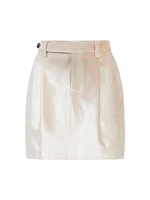 Cotton and Viscose Sleek Velvet Sartorial Mini Skirt