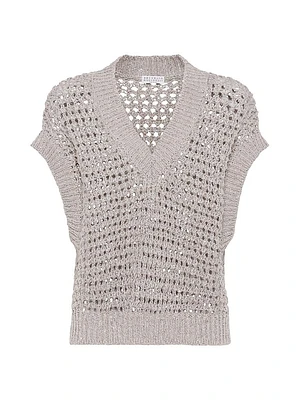 Silk and Linen Rustic Dazzling Net Sweater