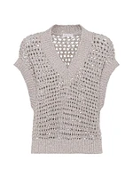 Silk and Linen Rustic Dazzling Net Sweater