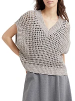 Silk and Linen Rustic Dazzling Net Sweater