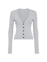 Virgin Wool and Cashmere Rib Knit Cardigan