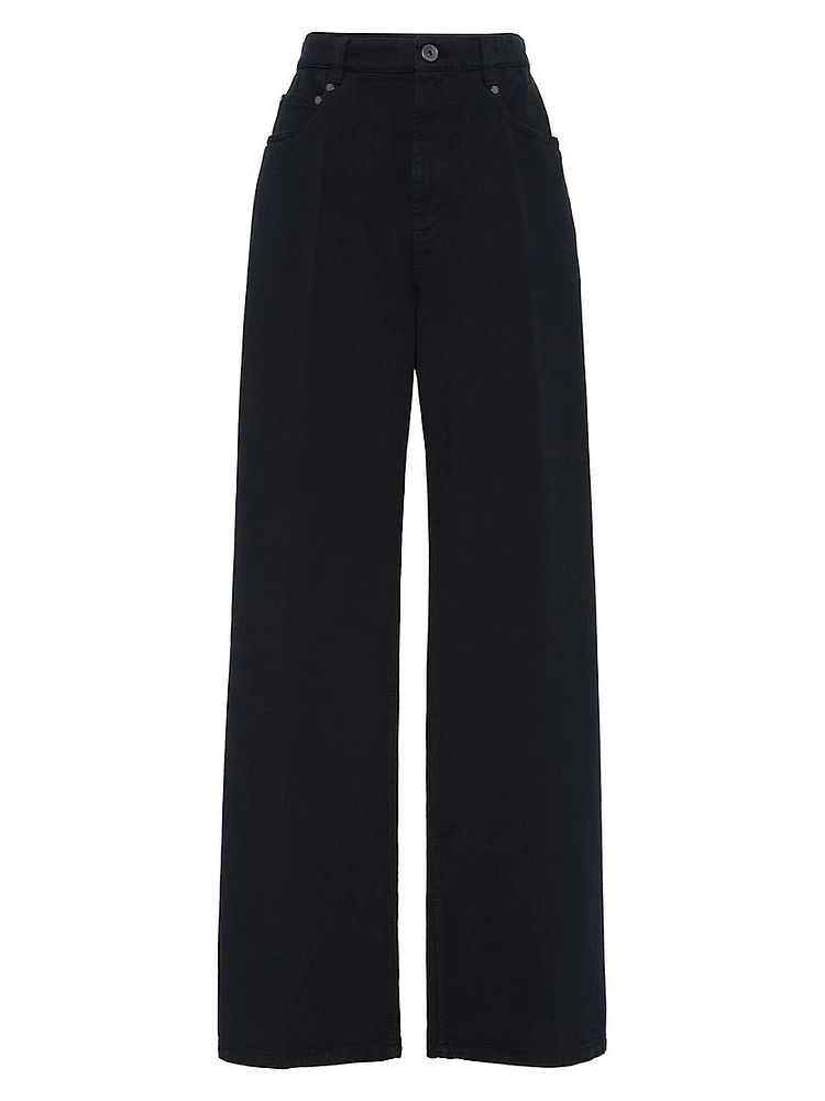 Stretch Dyed Denim Relaxed Trousers