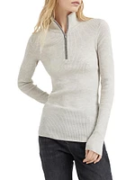 Virgin Wool and Cashmere Rib Knit Lightweight Sweater