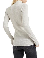 Virgin Wool and Cashmere Rib Knit Lightweight Sweater