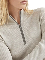 Virgin Wool and Cashmere Rib Knit Lightweight Sweater