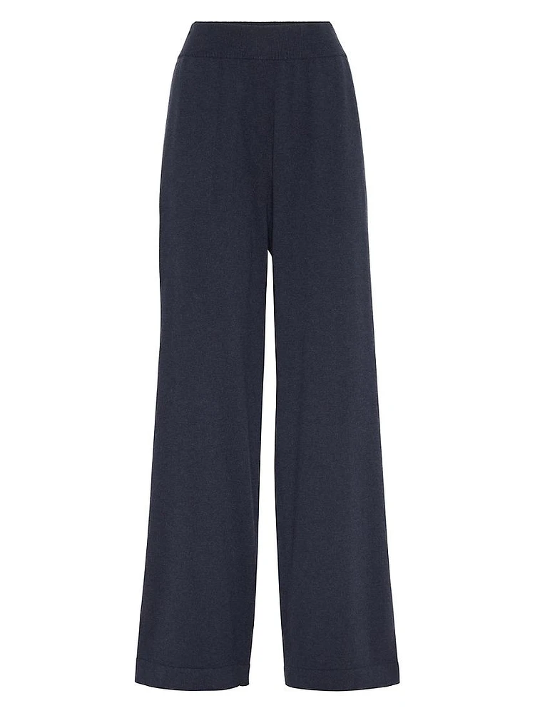 Cashmere Knit Track Trousers with Shiny Tab