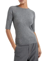 Sparkling Cashmere Rib Knit Sweater