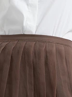 Crispy Silk Pleated Midi Skirt