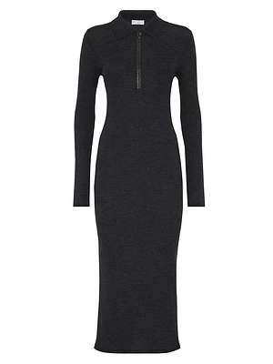 Virgin Wool and Cashmere Lightweight Rib Knit Dress