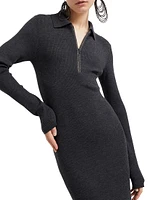 Virgin Wool and Cashmere Lightweight Rib Knit Dress