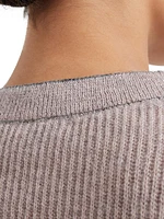 Cropped Mohair and Wool English Rib Sweater with Monili