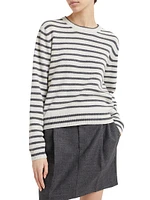 Virgin Wool and Silk Sparkling & Dazzling Striped Sweater