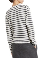 Virgin Wool and Silk Sparkling & Dazzling Striped Sweater