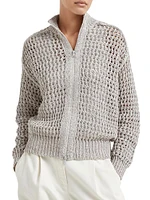 Silk and Linen Rustic Dazzling Net Cardigan