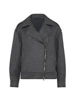 Virgin Wool Biker Jacket with Shiny Details