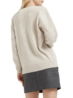 Cashmere English Rib Sweater with Shiny Neckline