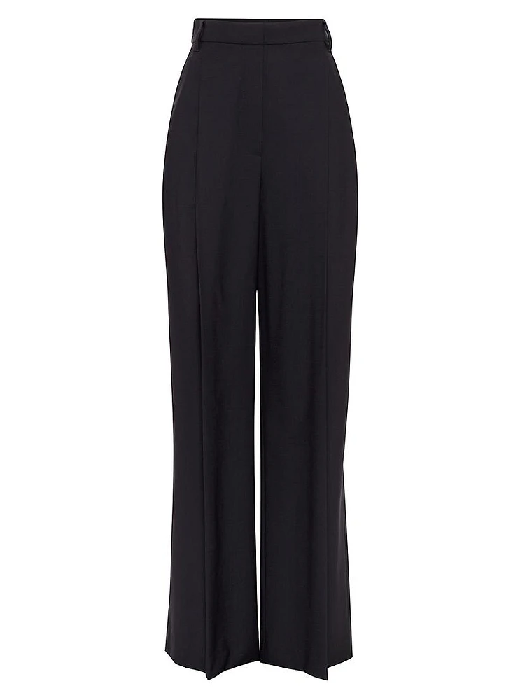 Tropical Luxury Wool High Waist Wide Trousers