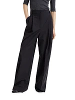 Tropical Luxury Wool High Waist Wide Trousers