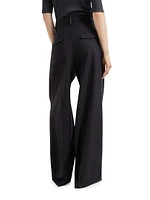 Tropical Luxury Wool High Waist Wide Trousers