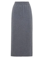 Stretch Cotton Lightweight French Terry Midi Track Skirt