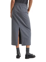 Stretch Cotton Lightweight French Terry Midi Track Skirt