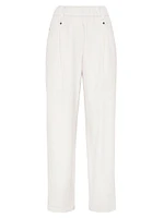 Stretch Cotton Cover Baggy Pull-On Trousers