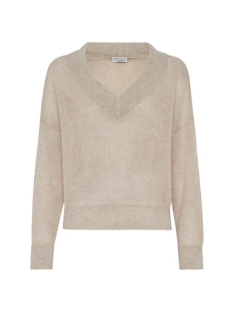 Sparkling Mohair and Wool Sweater with Monili