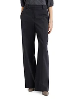 Stretch Cotton Couture Interlock Loose Flared Trousers