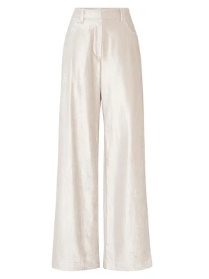 Cotton and Viscose Sleek Velvet Loose Trousers