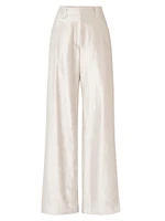 Cotton and Viscose Sleek Velvet Loose Trousers