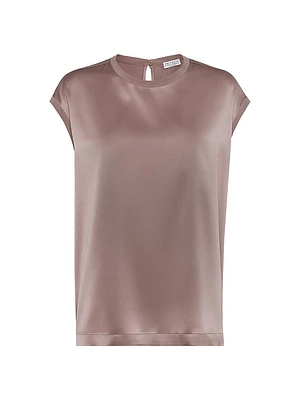 Stretch Silk Satin T-Shirt