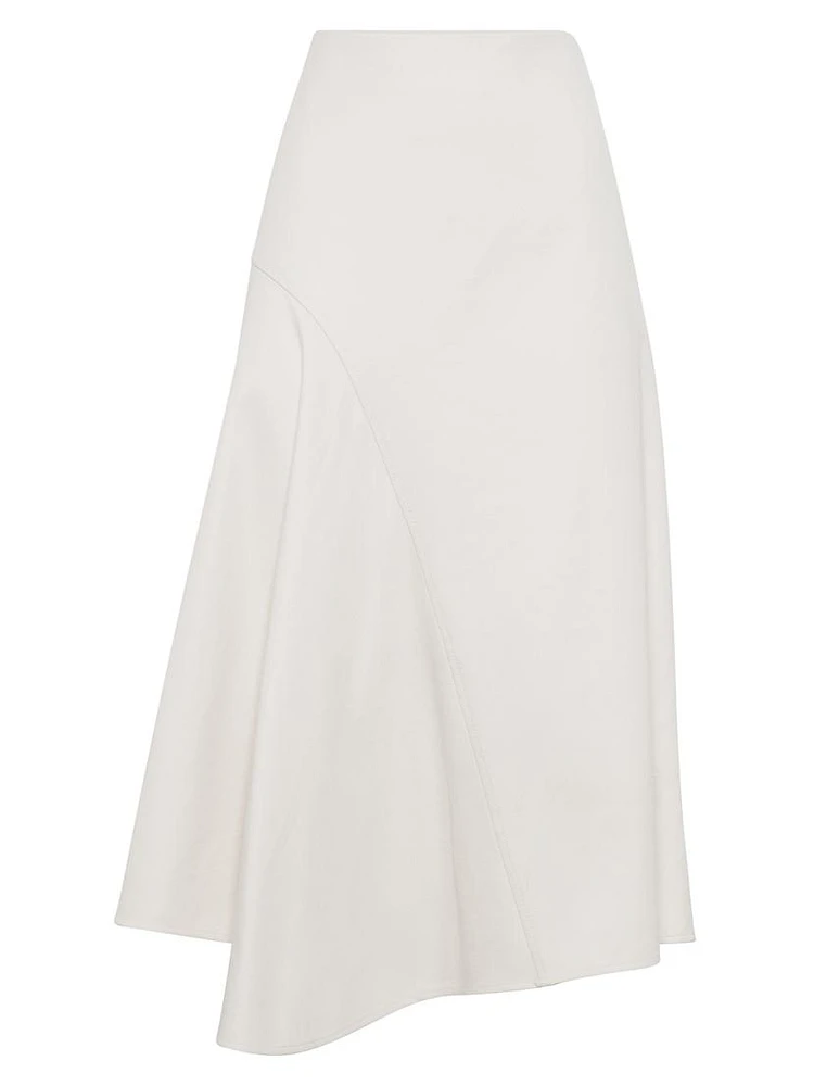 Stretch Cotton Asymmetric Midi Skirt