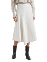 Stretch Cotton Asymmetric Midi Skirt