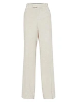 Viscose and Cotton Corduroy Loose Straight Trousers